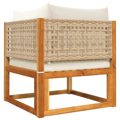 Divano da giardino angolare con cuscini in legno di acacia e rattan | homemem39