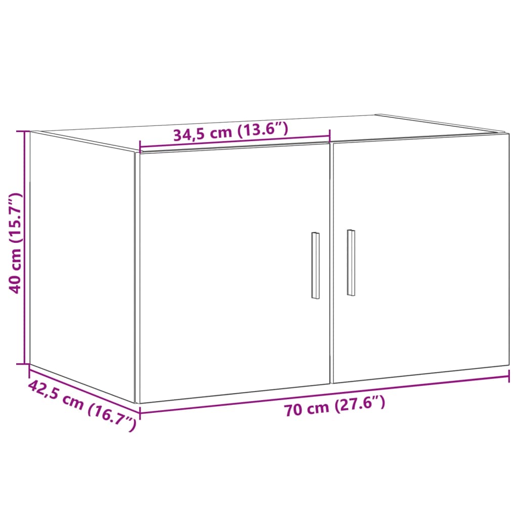 Mobile a Parete Nero 70x42,5x40 cm in Legno Multistrato