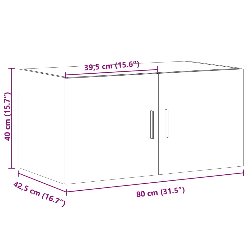 Mobile a Parete Grigio Sonoma 80x42,5x40cm in Legno Multistrato