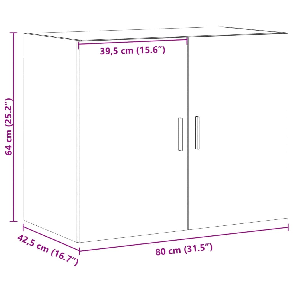 Mobile a Parete Bianco 80x42,5x64 cm in Legno Multistrato