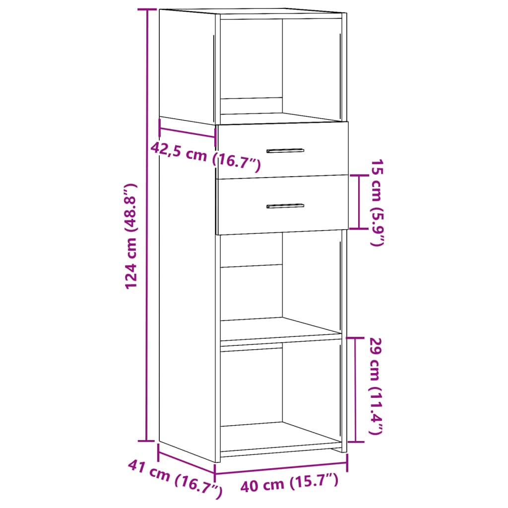 Credenza Bianca 40x42,5x124 cm in Legno Multistrato