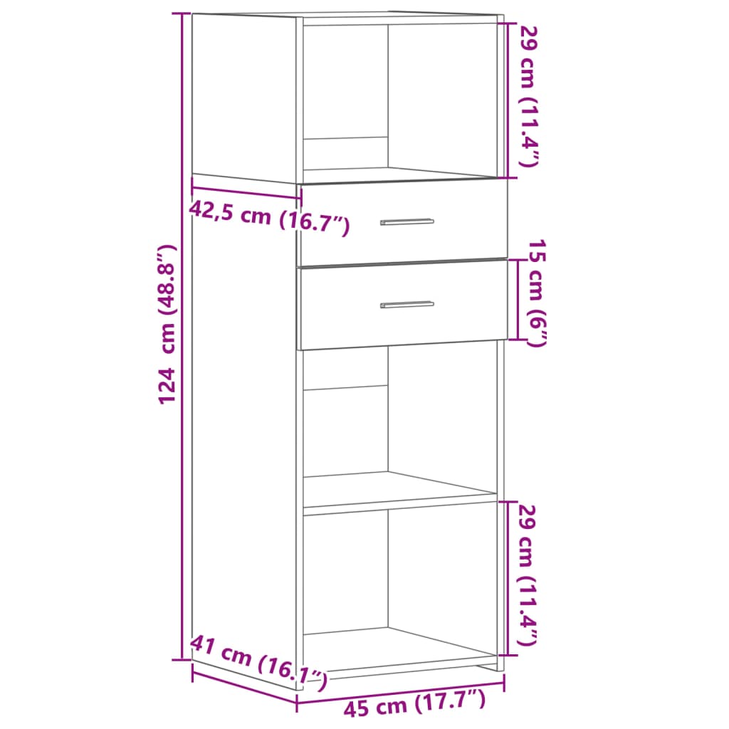 Credenza Bianca 45x42,5x124 cm in Legno Multistrato