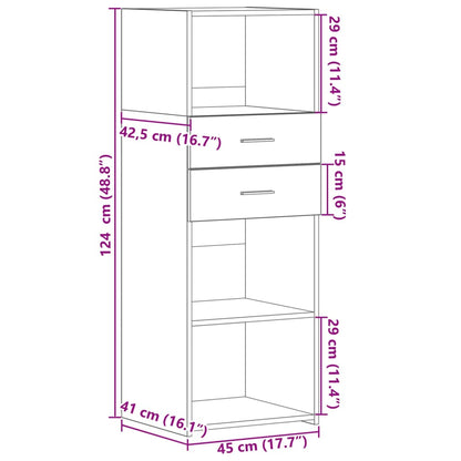 Credenza Bianca 45x42,5x124 cm in Legno Multistrato