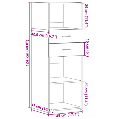 Credenza Grigio Cemento 45x42,5x124 cm in Legno Multistrato