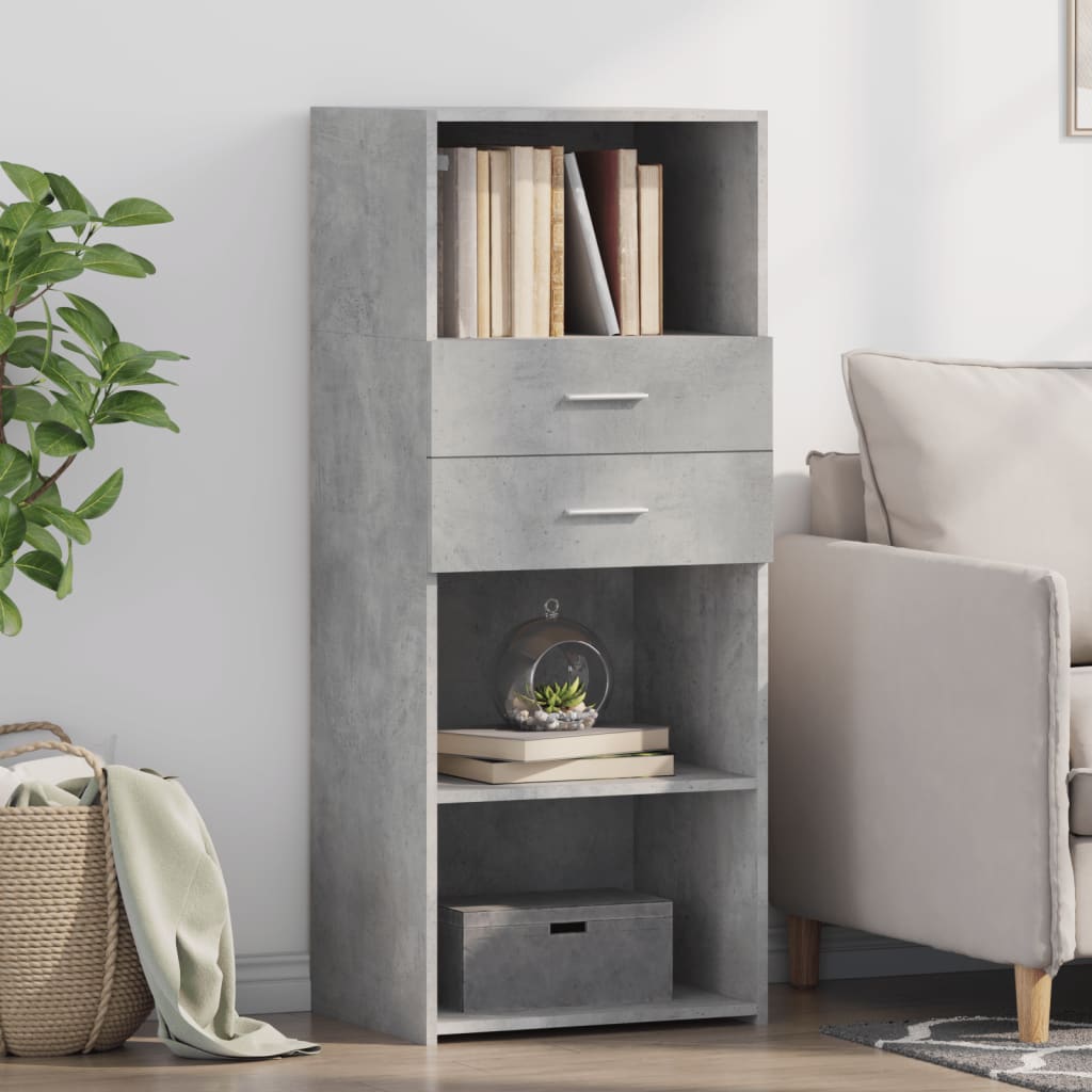 Credenza Grigio Cemento 50x42,5x124 cm in Legno Multistrato