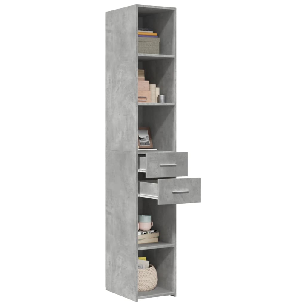 Credenza Grigio Cemento 30x42,5x185 cm in Legno Multistrato