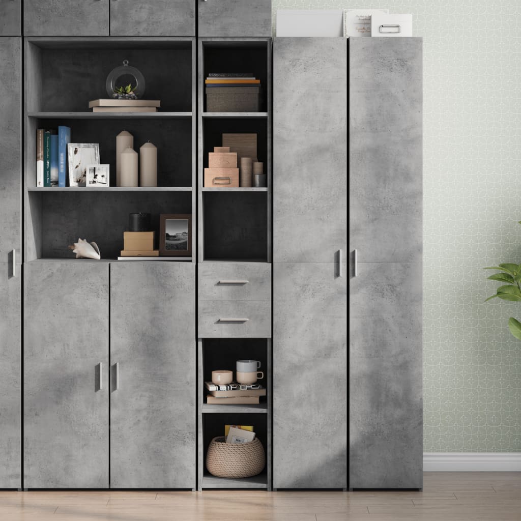 Credenza Grigio Cemento 30x42,5x185 cm in Legno Multistrato