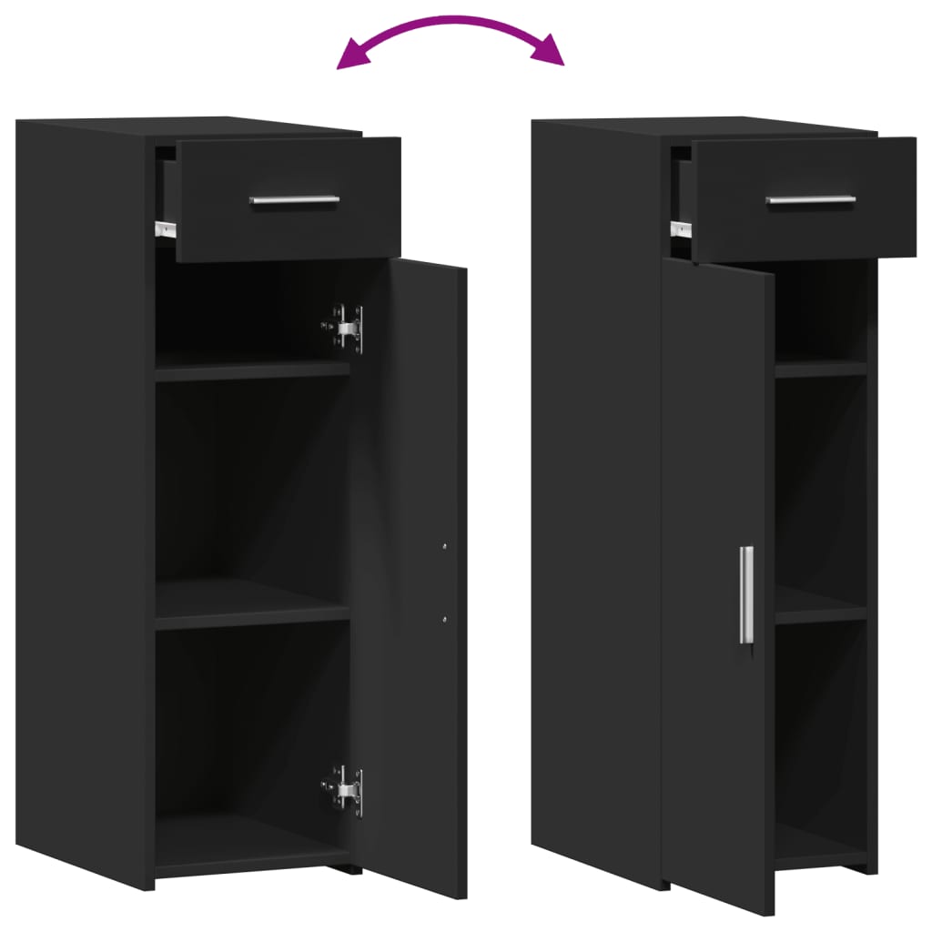 Credenza Nera 30x42,5x93 cm in Legno Multistrato - homemem39