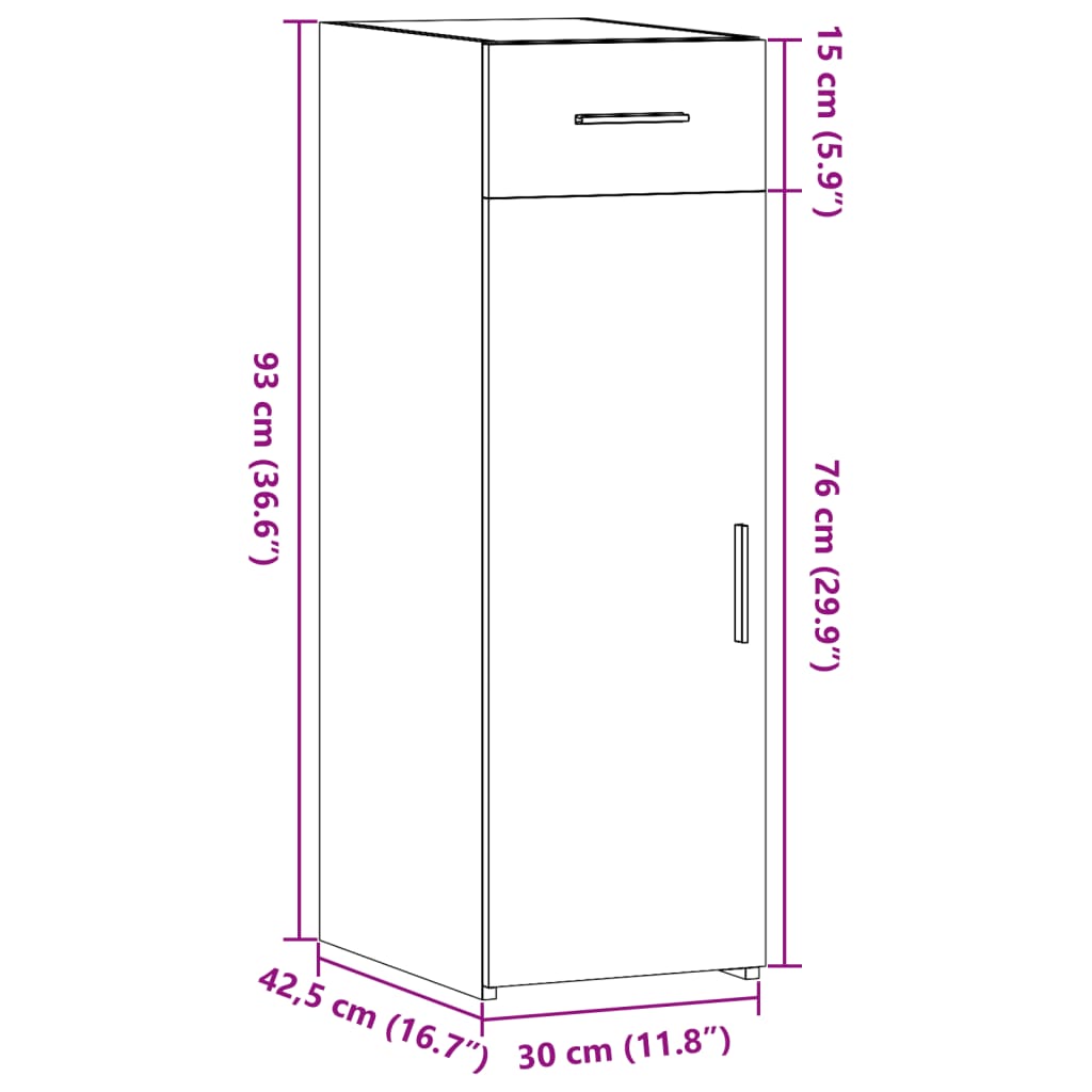 Credenza Nera 30x42,5x93 cm in Legno Multistrato