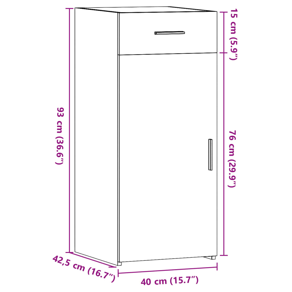 Credenza Rovere Sonoma 40x42,5x93 cm in Legno Multistrato