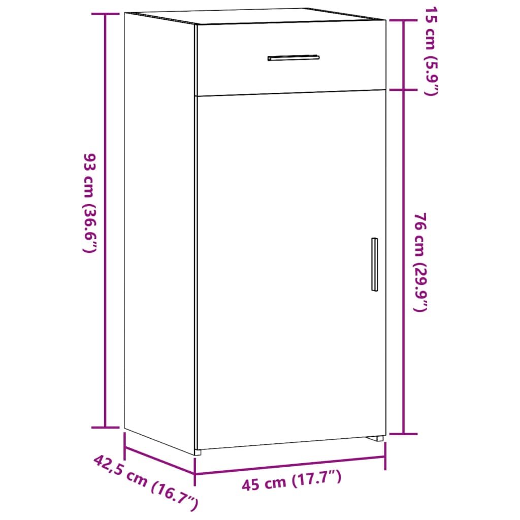 Credenza Nera 45x42,5x93 cm in Legno Multistrato