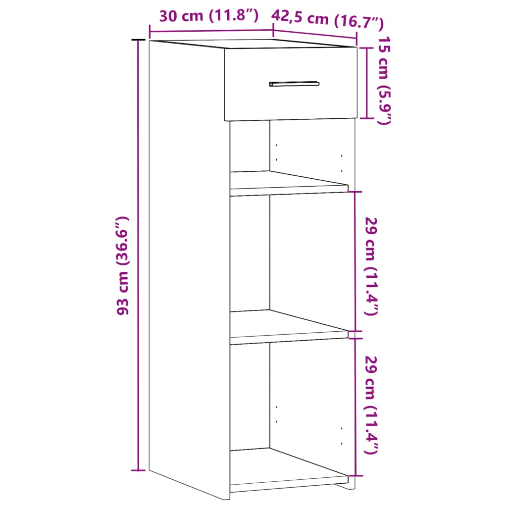 Credenza Bianca 30x42,5x93 cm in Legno Multistrato