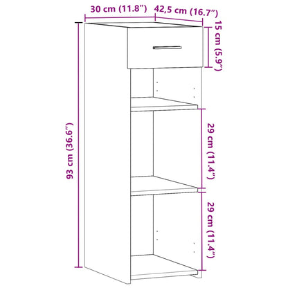 Credenza Nera 30x42,5x93 cm in Legno Multistrato