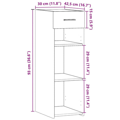 Credenza Grigio Sonoma 30x42,5x93 cm in Legno Multistrato