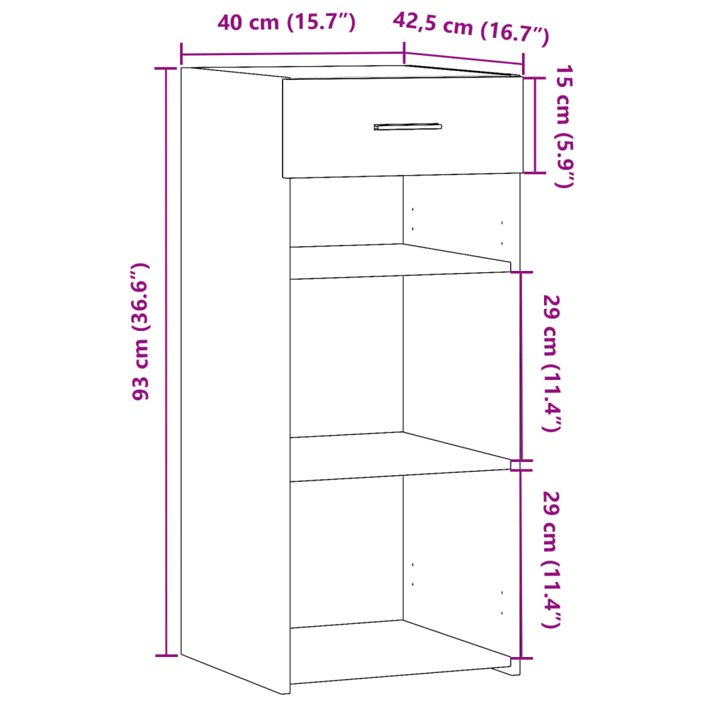 Credenza Rovere Marrone 40x42,5x93 cm in Legno Multistrato