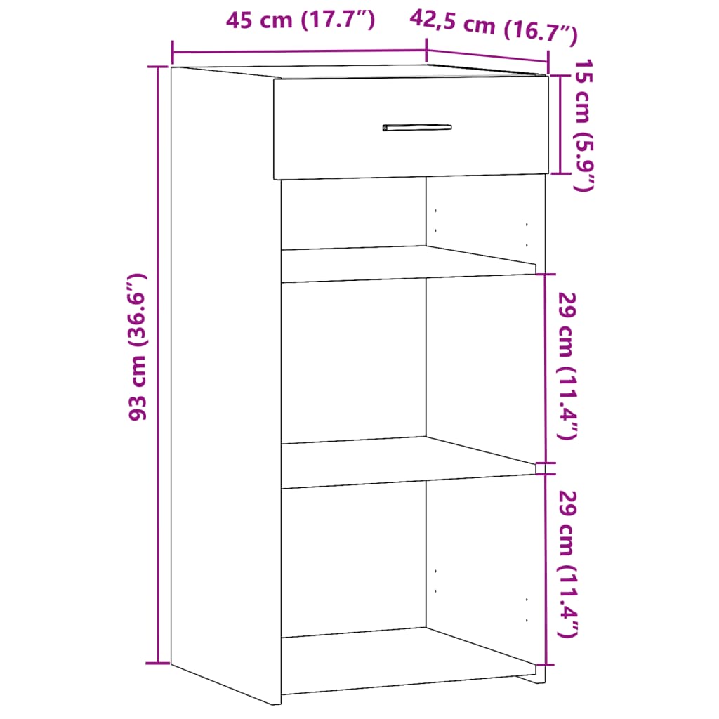 Credenza Grigio Sonoma 45x42,5x93 cm in Legno Multistrato