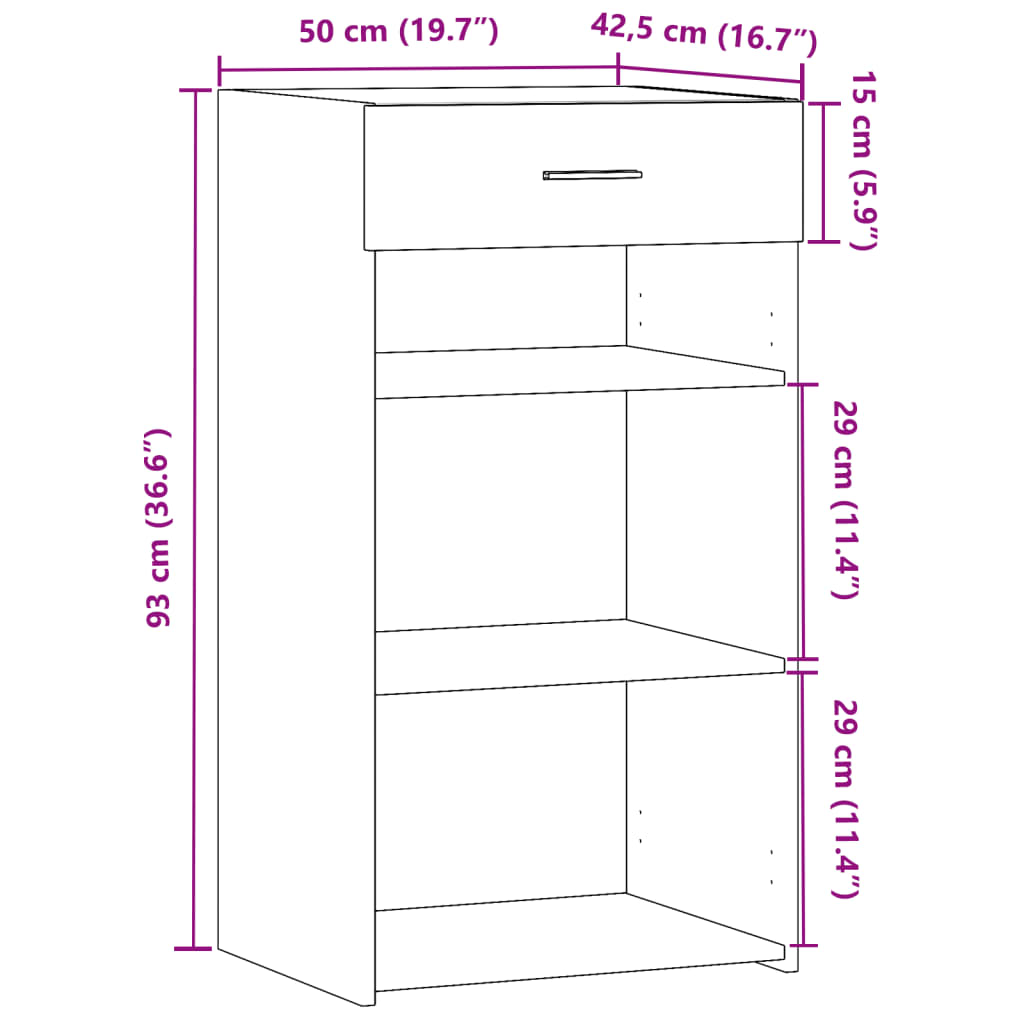 Credenza Bianca 50x42,5x93 cm in Legno Multistrato