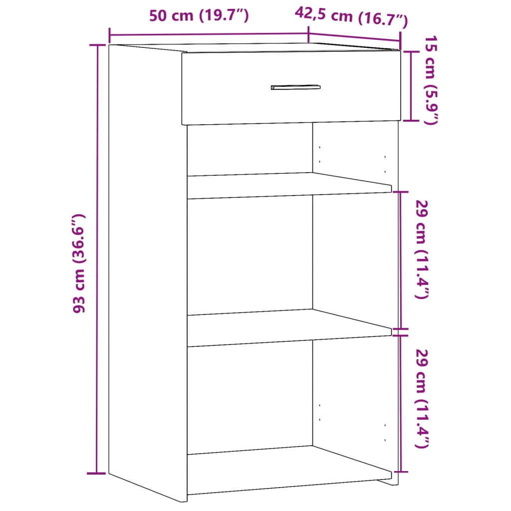 Credenza Nera 50x42,5x93 cm in Legno Multistrato