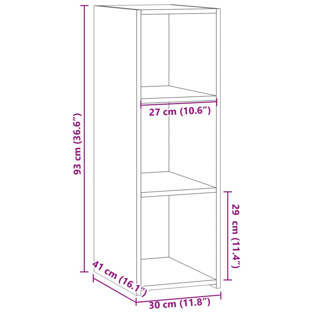 Credenza Bianca 30x41x93 cm in Legno Multistrato