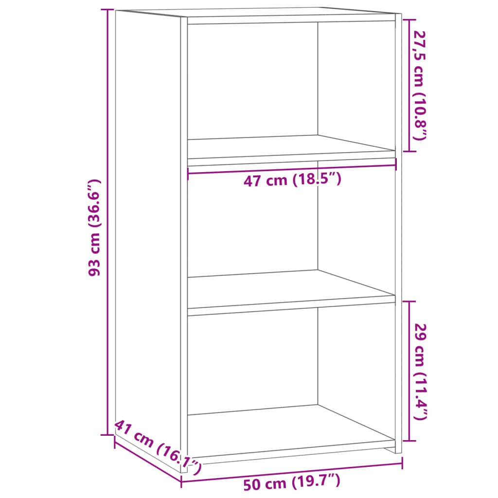 Credenza Nera 50x41x93 cm in Legno Multistrato