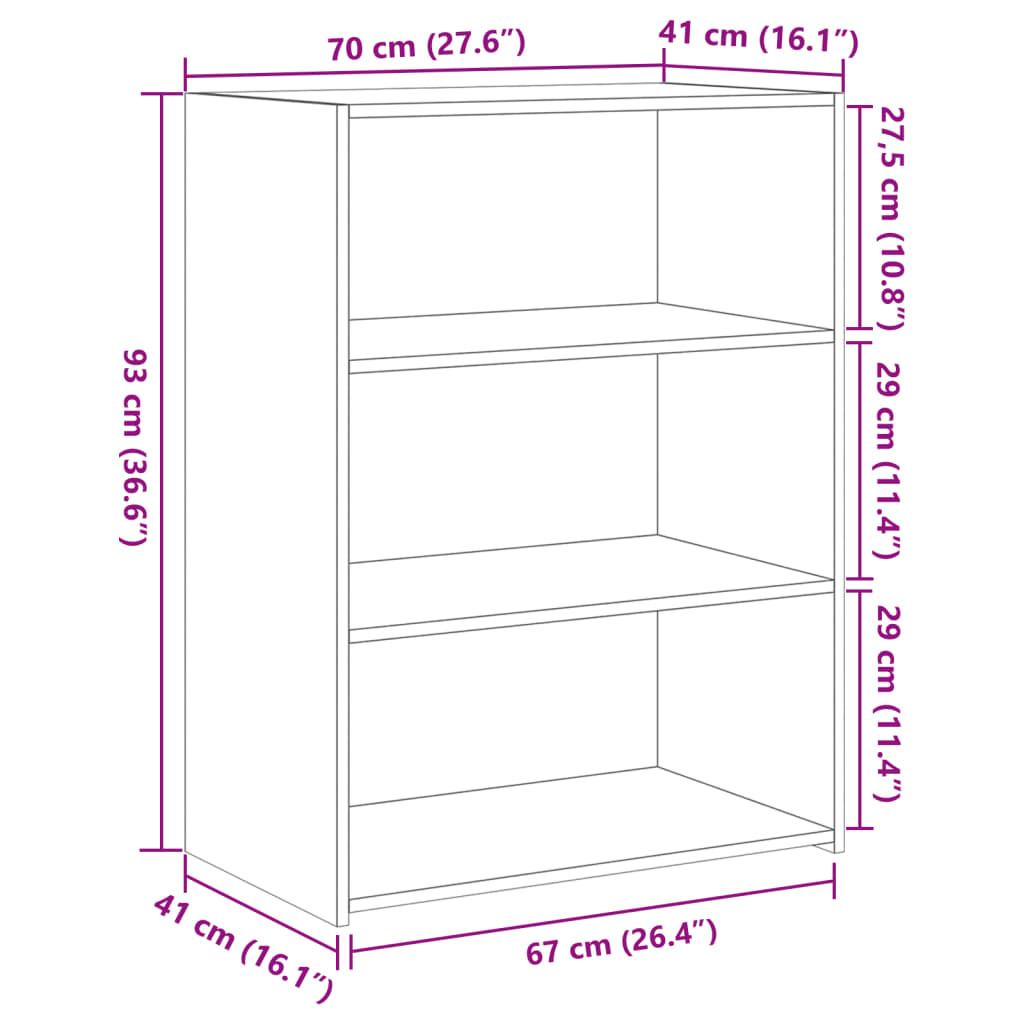 Credenza Bianca 70x41x93 cm in Legno Multistrato