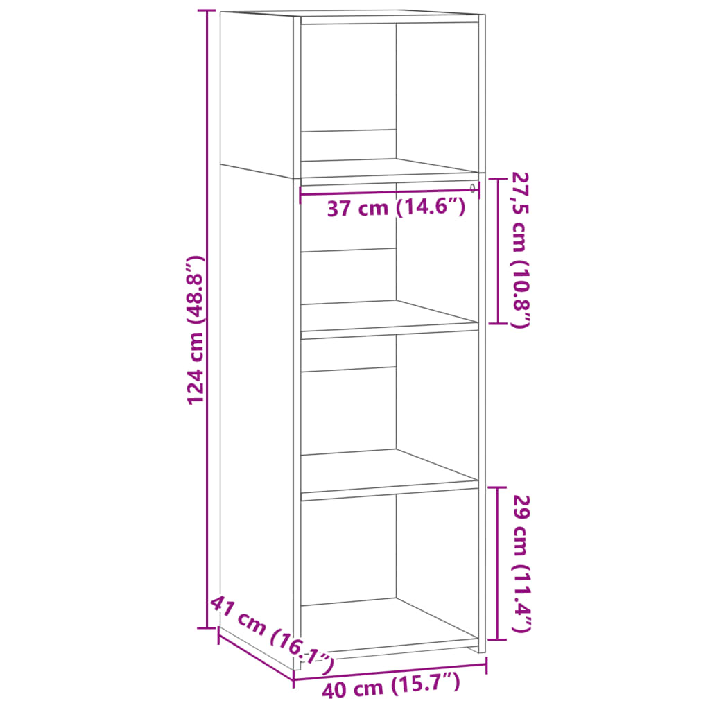 Credenza Rovere Fumo 40x41x124cm in Legno Multistrato