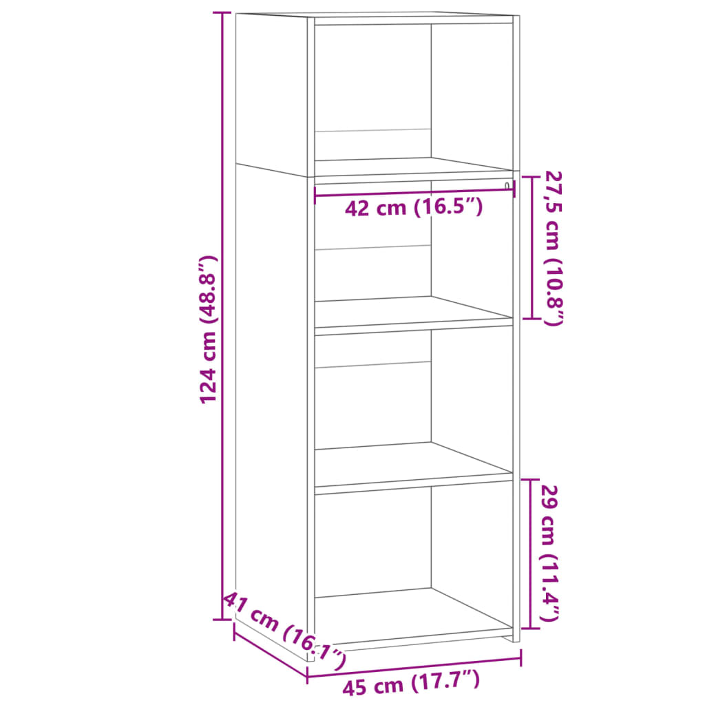 Credenza Bianca 45x41x124cm in Legno Multistrato