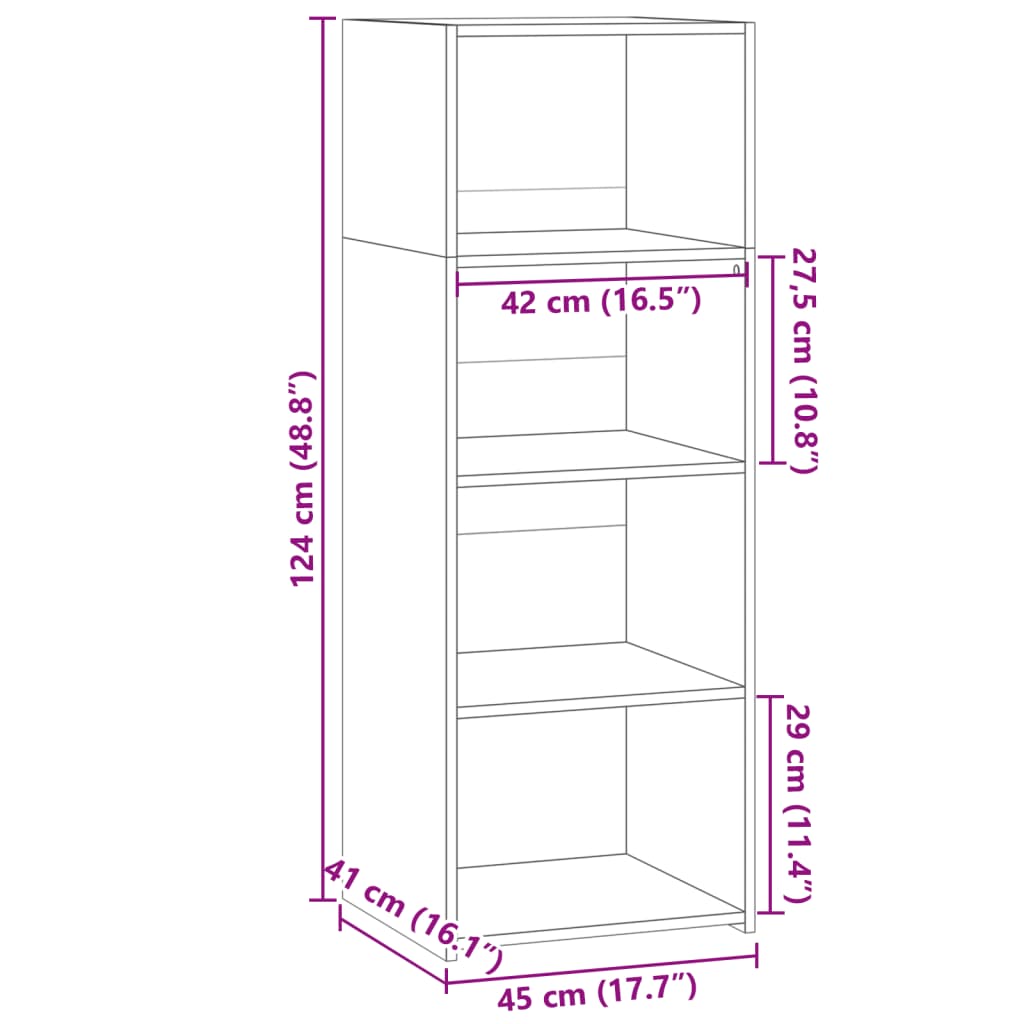 Credenza Rovere Sonoma 45x41x124 cm in Legno Multistrato