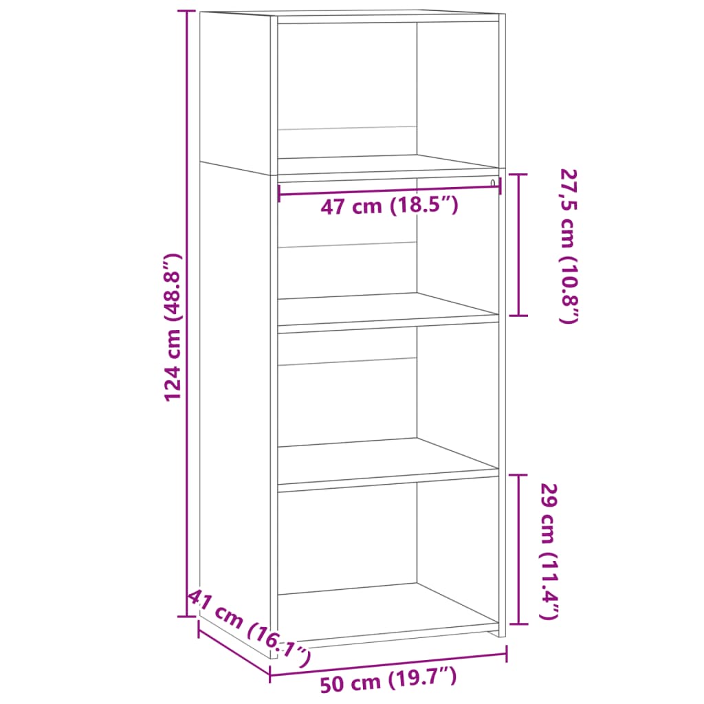 Credenza Bianca 50x41x124 cm in Legno Multistrato