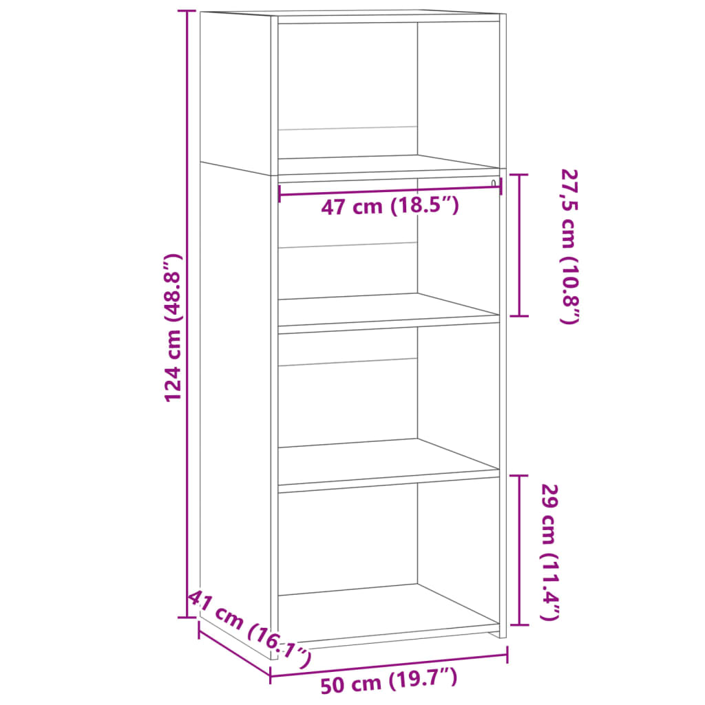 Credenza Nera 50x41x124 cm in Legno Multistrato