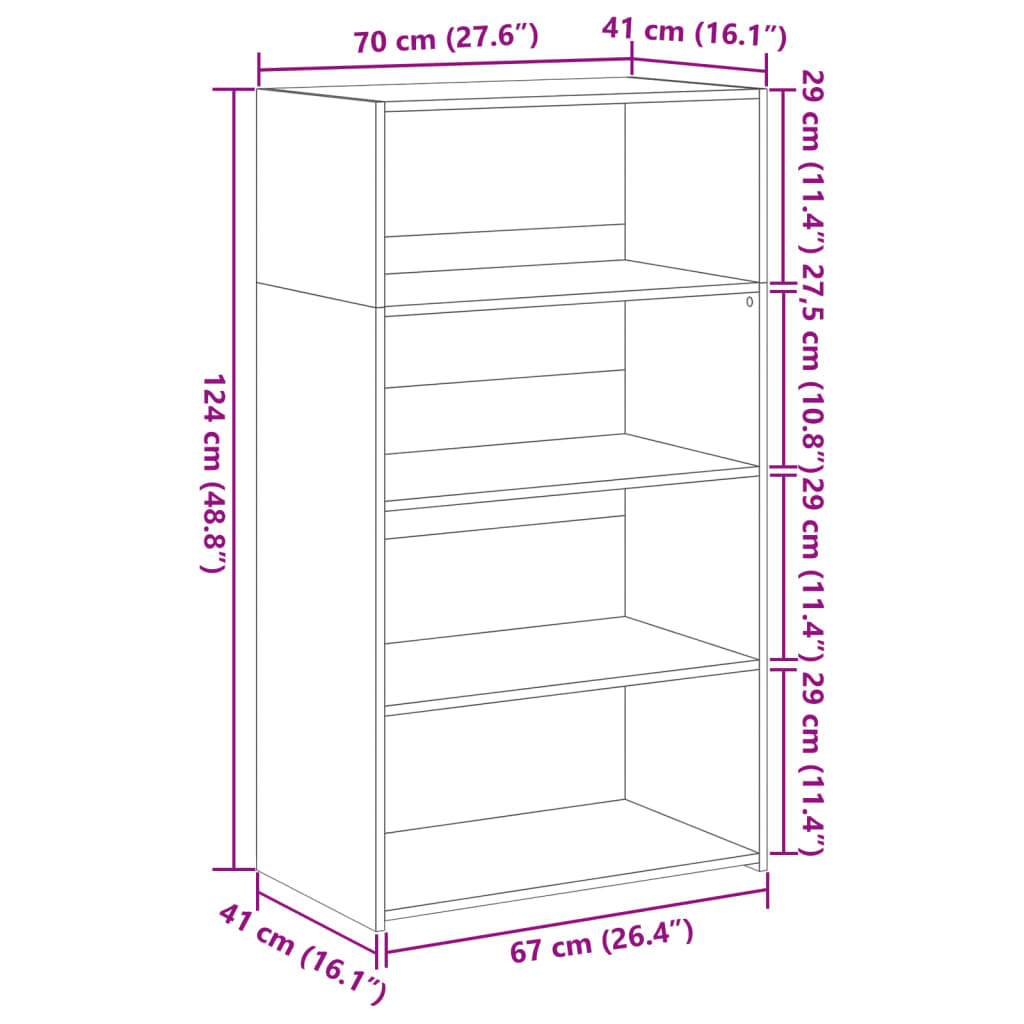 Credenza Bianca 70x41x124 cm in Legno Multistrato