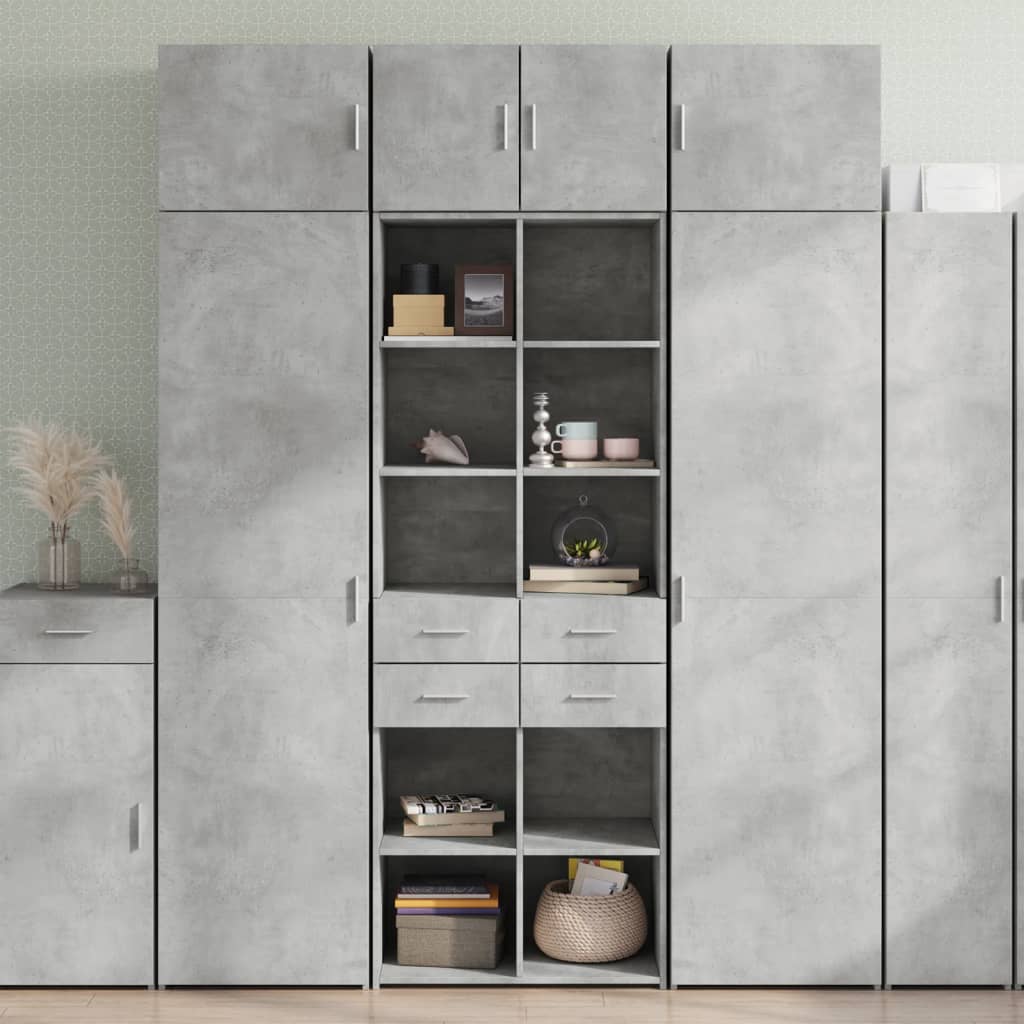 Armadietto Grigio Cemento 70x42,5x225 cm in Legno Multistrato