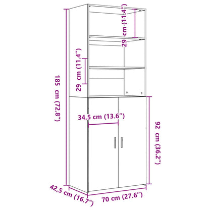 Credenza Bianca 70x42,5x185 cm in Legno Multistrato