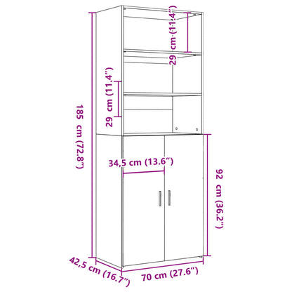 Credenza Grigio Sonoma 70x42,5x185 cm in Legno Multistrato