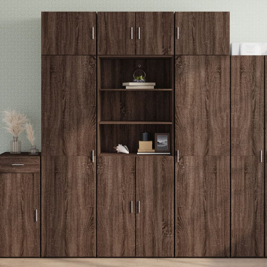 Credenza Rovere Marrone 70x42,5x185 cm in Legno Multistrato - homemem39