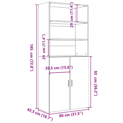 Credenza Bianca 80x42,5x185 cm in Legno Multistrato