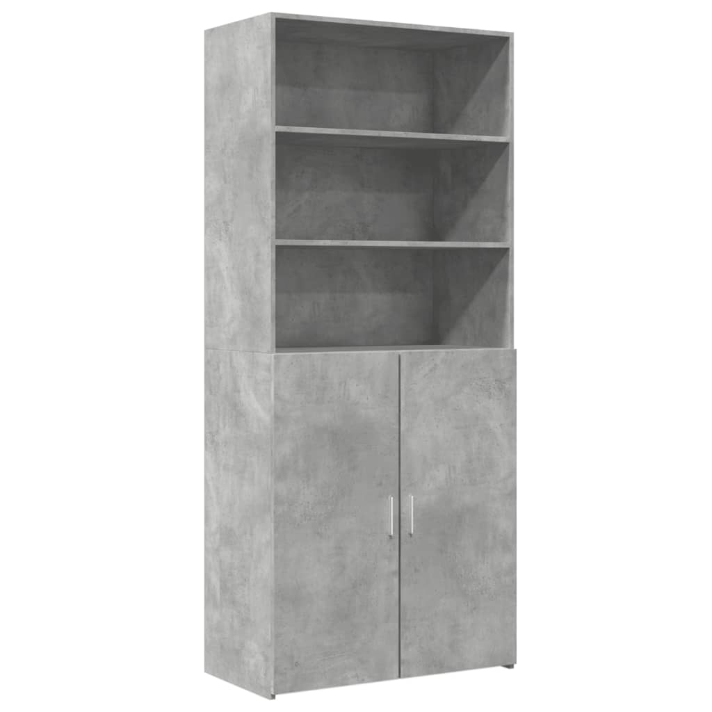 Credenza Grigio Cemento 80x42,5x185 cm in Legno Multistrato