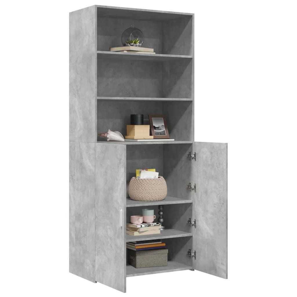 Credenza Grigio Cemento 80x42,5x185 cm in Legno Multistrato