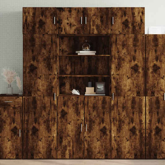 Credenza Rovere Fumo 80x42,5x185 cm in Legno Multistrato