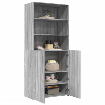 Credenza Grigio Sonoma 80x42,5x185 cm in Legno Multistrato