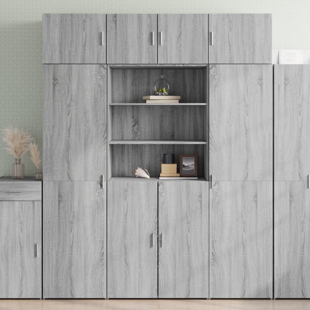 Credenza Grigio Sonoma 80x42,5x185 cm in Legno Multistrato