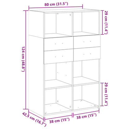 Credenza Bianca 80x42,5x124 cm in Legno Multistrato