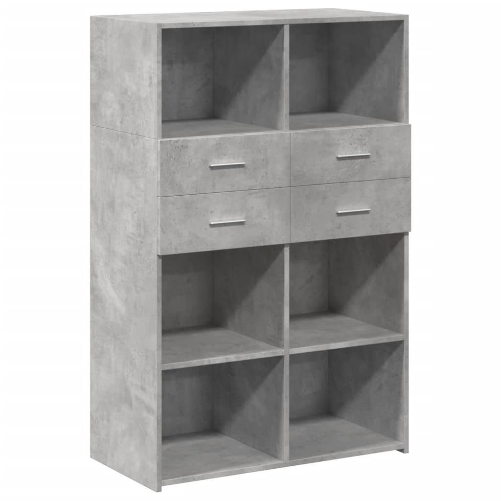 Credenza Grigio Cemento 80x42,5x124 cm in Legno Multistrato