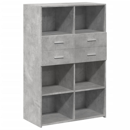 Credenza Grigio Cemento 80x42,5x124 cm in Legno Multistrato