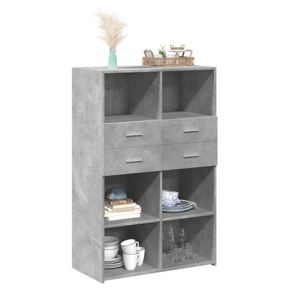 Credenza Grigio Cemento 80x42,5x124 cm in Legno Multistrato