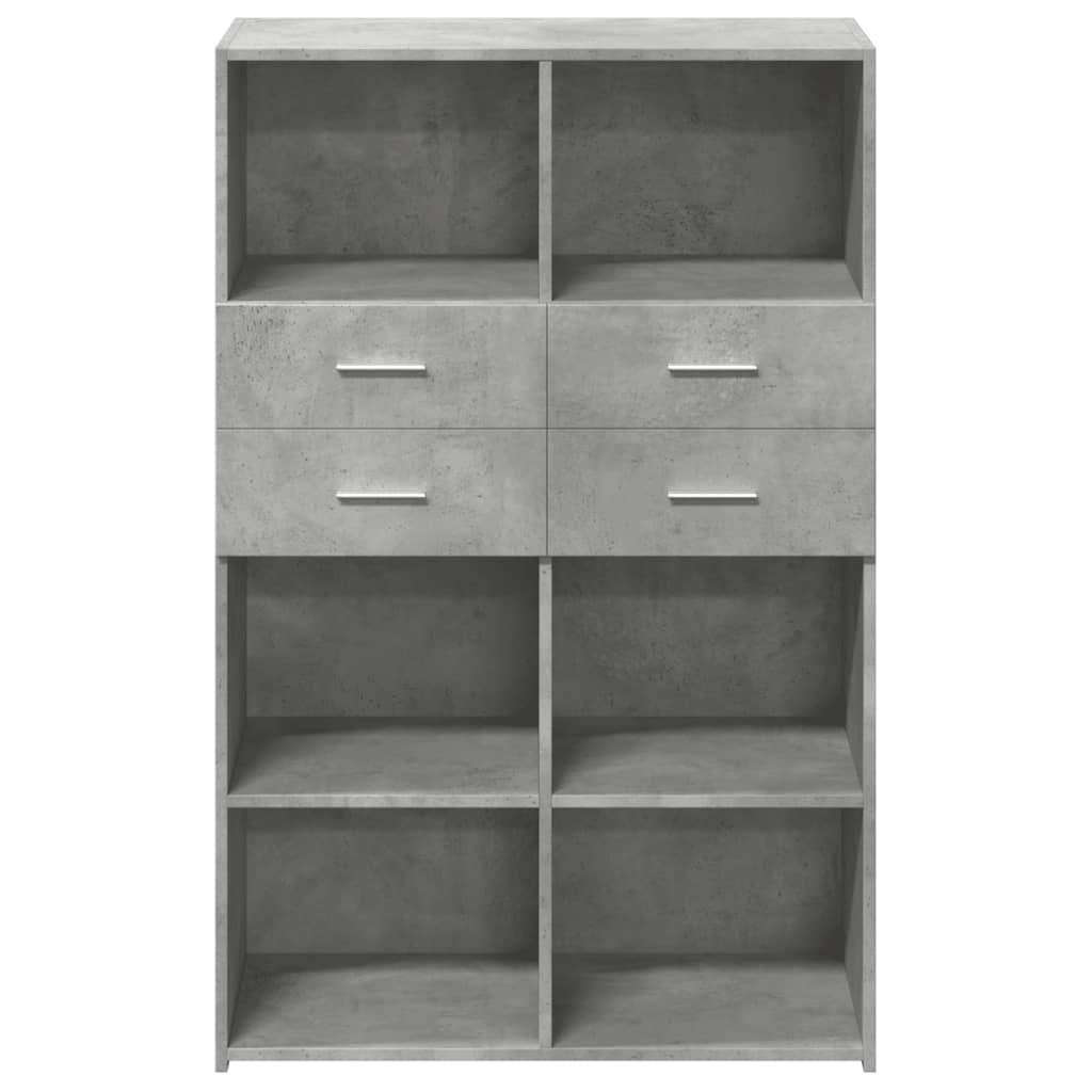 Credenza Grigio Cemento 80x42,5x124 cm in Legno Multistrato