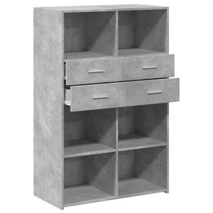 Credenza Grigio Cemento 80x42,5x124 cm in Legno Multistrato