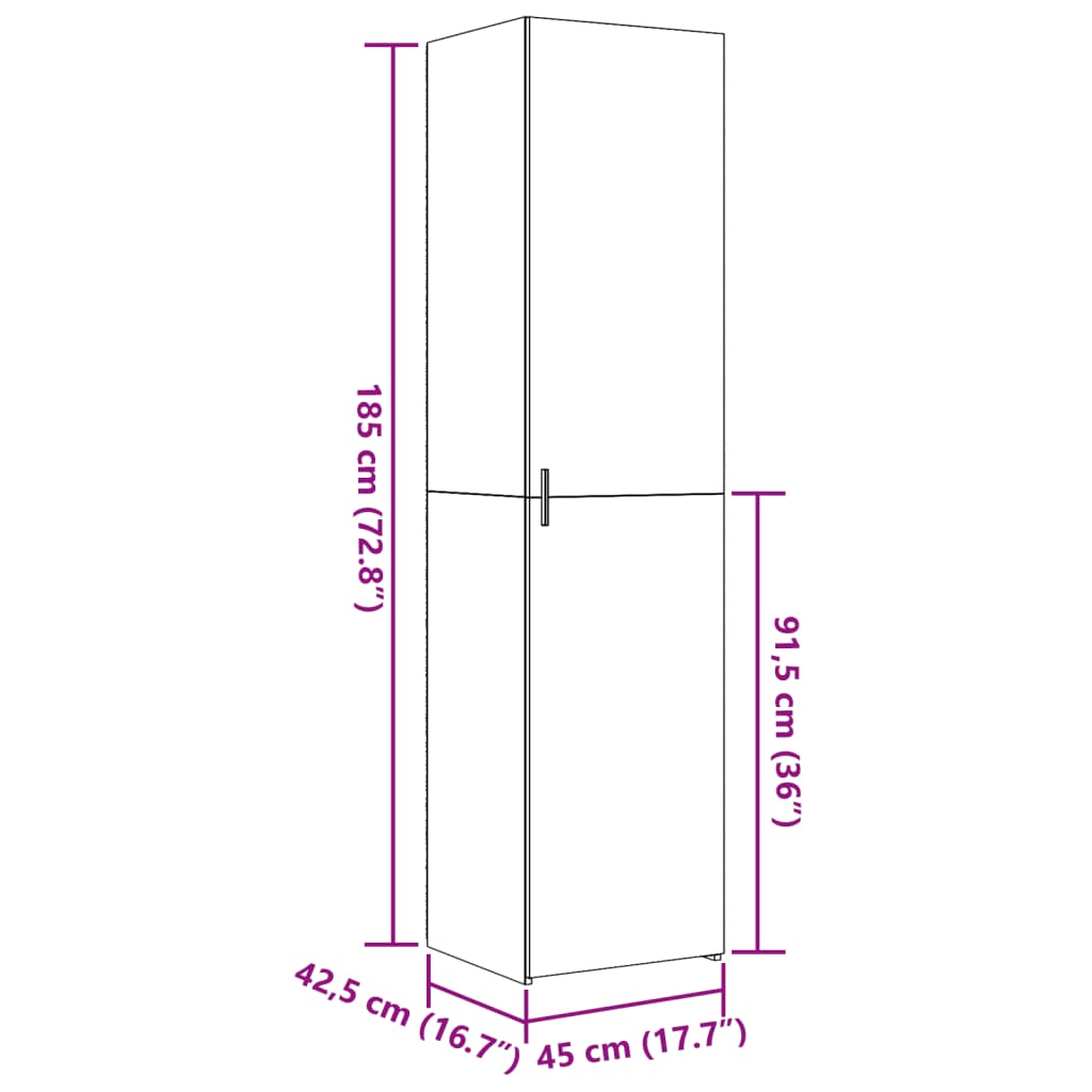 Credenza Grigio Sonoma 45x42,5x185 cm in Legno Multistrato