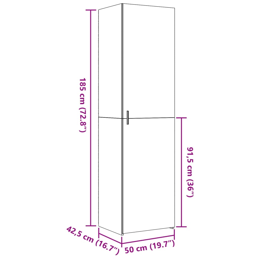 Credenza Rovere Fumo 50x42,5x185 cm in Legno Multistrato