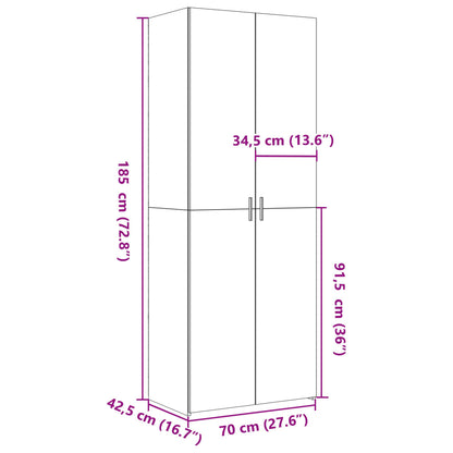 Credenza Grigio Sonoma 70x42,5x185 cm in Legno Multistrato